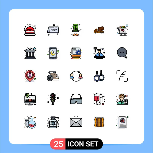 Set Modern Icons Symbols Signs Shopping Cart Cap Roller Construction — стоковый вектор