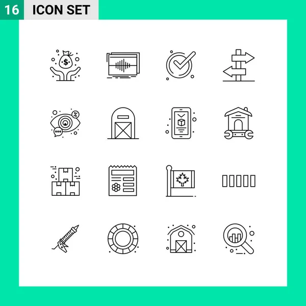 Creative Icons Modern Signs Sysymbols Search Journey Wave Sign Acknowledge — Vector de stock