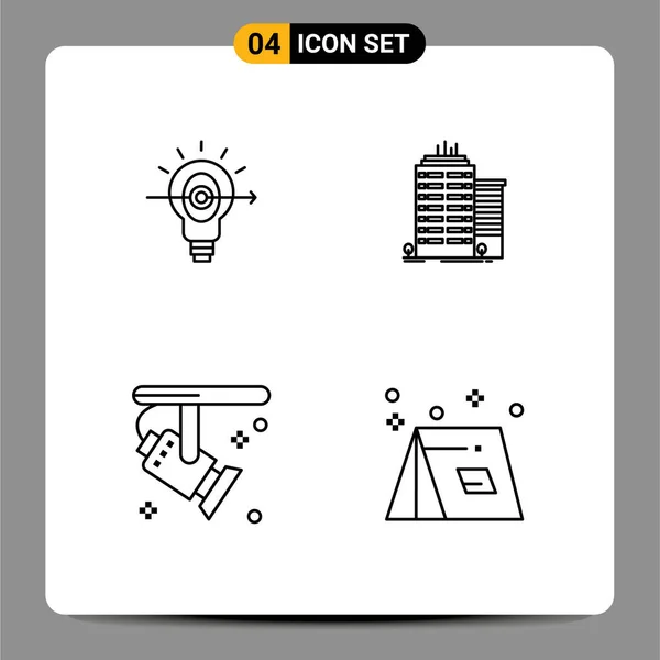 Vector Stock Icon Pack Líneas Señalización Símbolos Para Bombillas Electrónica — Vector de stock