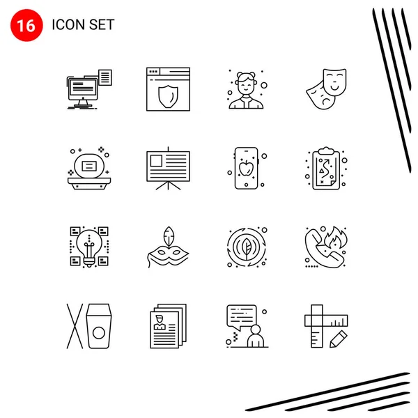 User Interface Outline Pack Modern Signs Sysymbols Bathroom Theatre Avatar — Vector de stock