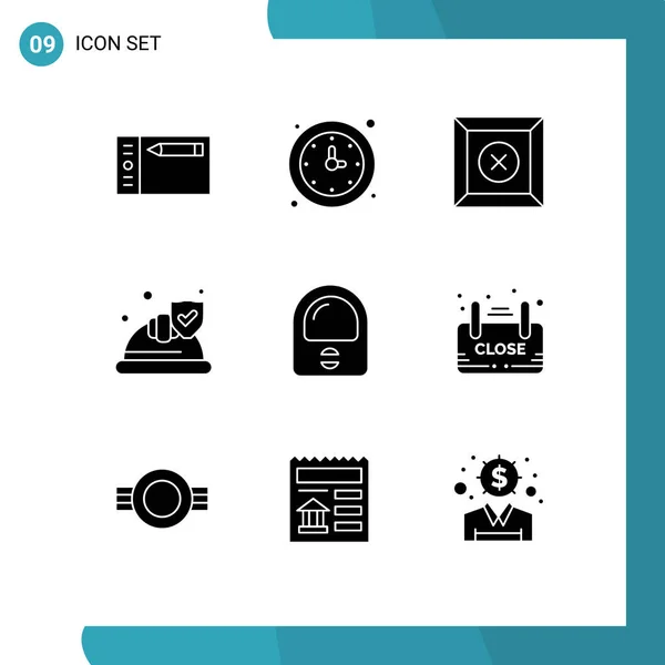 Set Modern Icons Symbols Signs Helmet Shield Watch Security Hat — Stock Vector