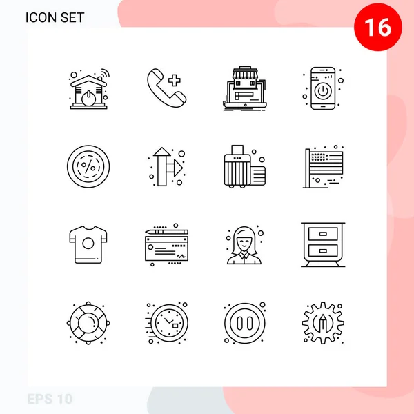 User Interface Outline Pack Modern Signs Symbols Turn Switch Delete — Stockový vektor