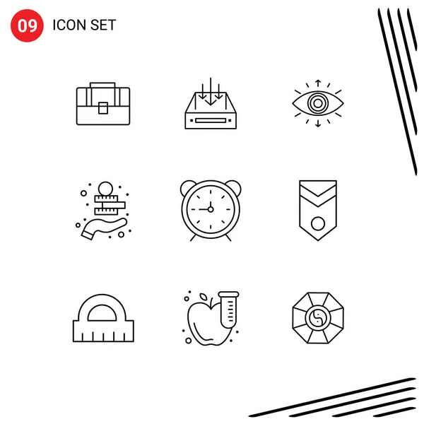 Thematic Vector Outlines Editable Sysymbols Asset Money Delivery Investment Secret — Vector de stock