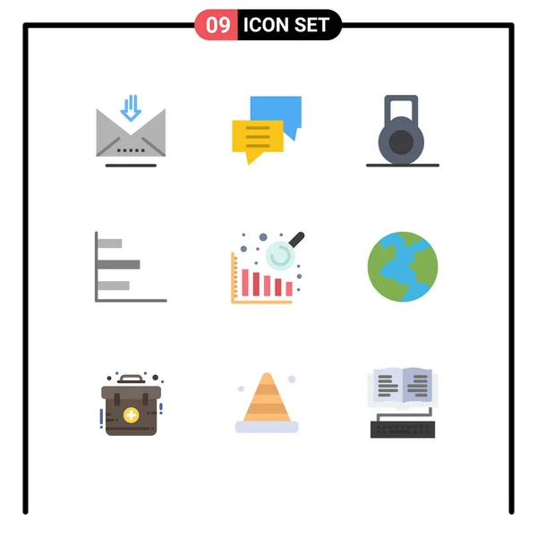 Group Flat Colors Signs Symbols Planet Data Analysis Group Business — Stock Vector