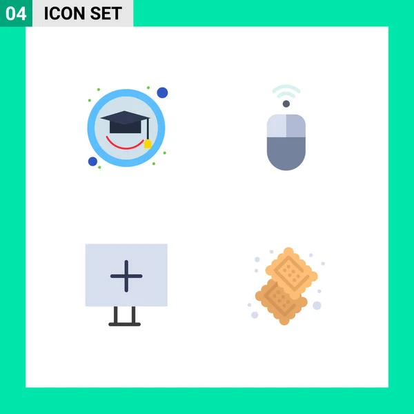 4ユーザーインターフェイスフラットアイコン教育 ウイルス リンゴ ワイヤレス キャンディーの現代的な記号とシンボルのパック編集可能なベクトルデザイン要素 — ストックベクタ