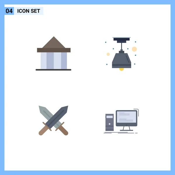 Mobile Interface Flat Icon Set Mit Piktogrammen Von Akropolis Irland — Stockvektor