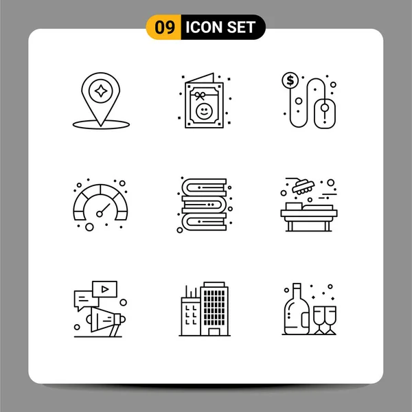 2014 Mobile Interface Outline Set Pictograms Library Books Click Speed — 스톡 벡터