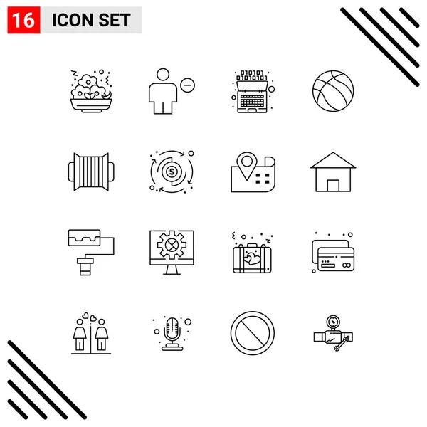 Set Icone Moderne Simboli Segni Fisarmonica Nba Meno Basket Intelligenza — Vettoriale Stock