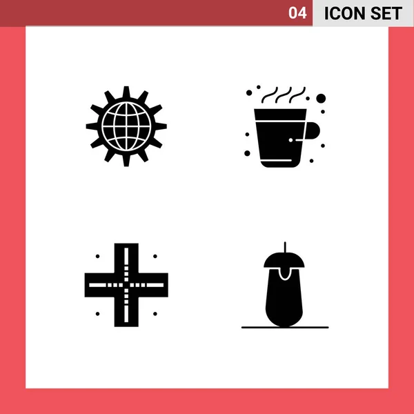 Set Van Commercial Solid Glyphs Pack Voor Global Drink Development — Stockvector