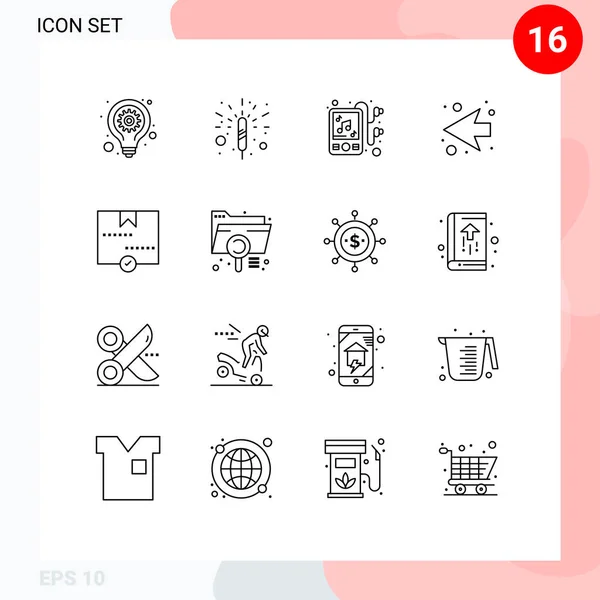 Stock Vector Icon Pack Mit Zeilenzeichen Und Symbolen Für Paket — Stockvektor