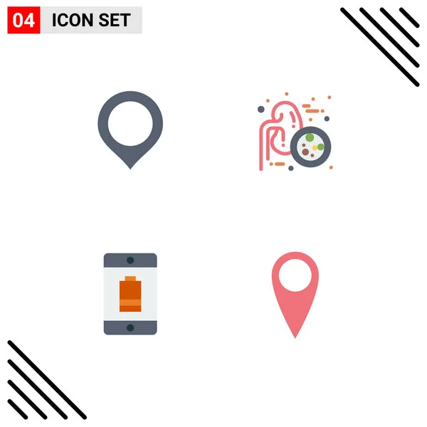 Interface Usuário Flat Icon Pack Modern Signs Symbols Location Cellphone — Vetor de Stock