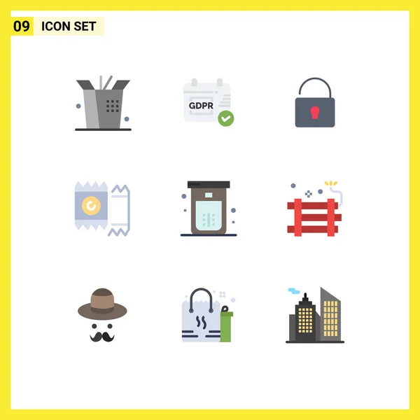 Conjunto Icones Modernos Símbolos Sinais Para Bomba Chuveiro Preservativo Limpeza — Vetor de Stock
