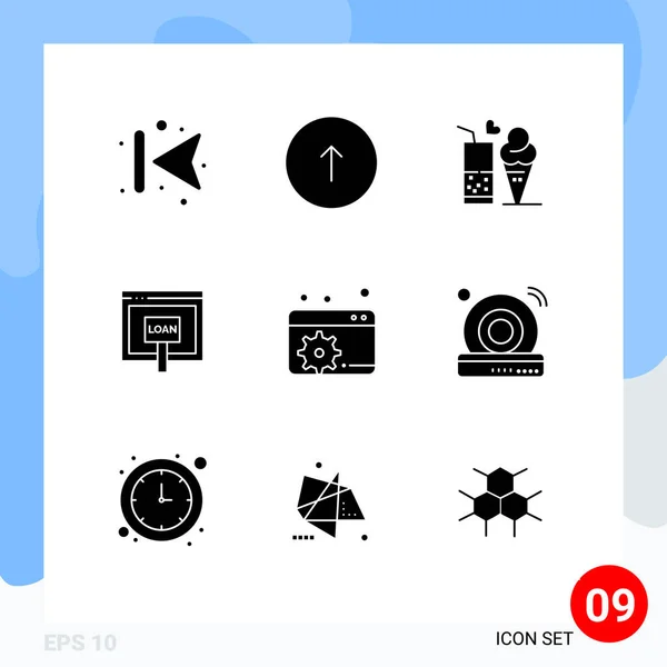 Set Van Moderne Pictogrammen Symbolen Voor Geld Internet Web Krediet — Stockvector