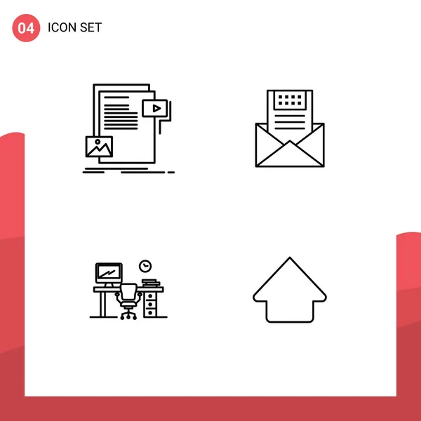 Editable Vector Line Pack Simple Filledline Flat Colors Data Envelope — Archivo Imágenes Vectoriales