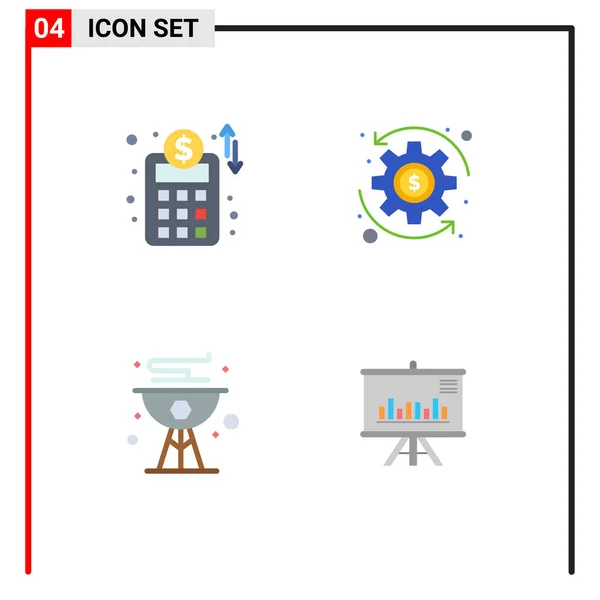 Universal Flat Icon Signs Symbole Für Konten Plan Grill Münze — Stockvektor