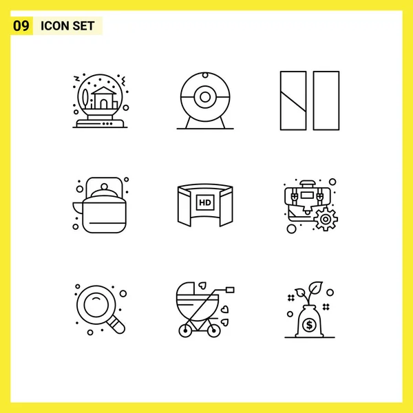 Stock Vector Icon Pack Line Signs Symbols Cinematography Tea Editing — Stock Vector