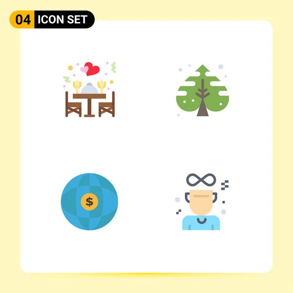 Set Commercial Flat Icons Pack Dinner Globe Asztal Kreatív Dollár — Stock Vector