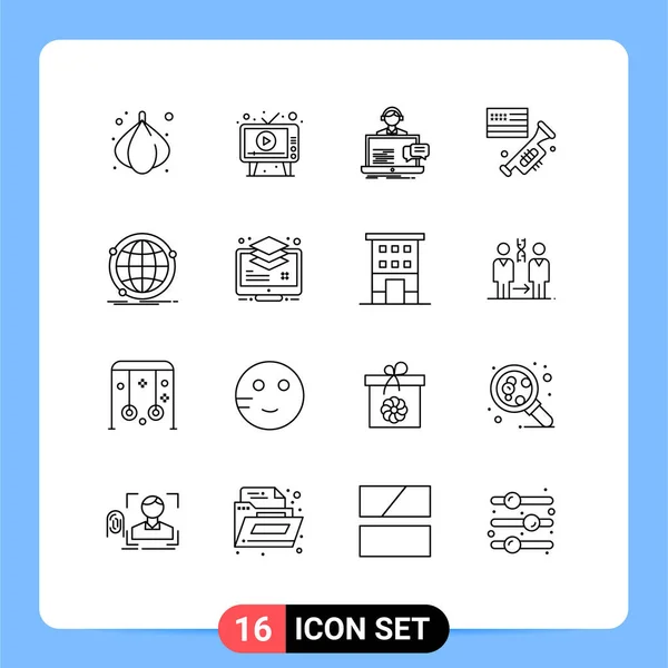 Stock Icône Vectorielle Paquet Signes Symboles Ligne Pour Données Louanges — Image vectorielle