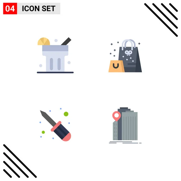 Pack Creativos Iconos Flat Limonada Fijador Tornillo Bolsa Sorpresa Banco — Vector de stock