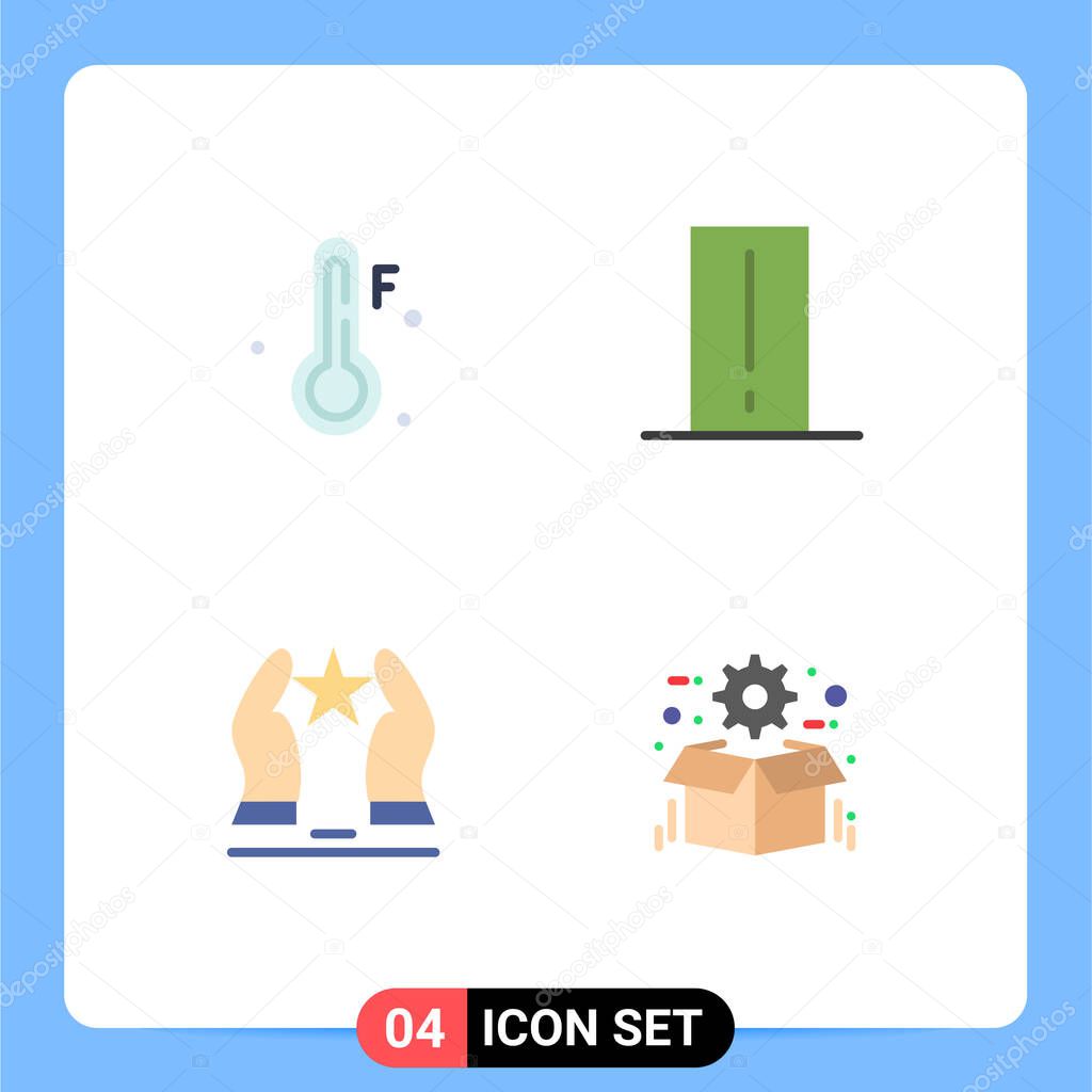 4 Universal Flat Icons Set for Web and Mobile Applications cold, care, biology meter, gadget, motivation Editable Vector Design Elements