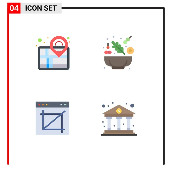 Flat Icon Pack Símbolos Universais Mapa Cultura Imagem Sucesso Salada —  Vetores de Stock