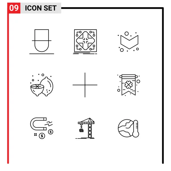 Universal Icon Symbols Group Modern Outlines New Fruit Grid Summer — Stockvektor