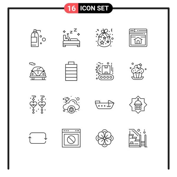 Set Modern Icons Sysymbols Signs Car Home Page Birth Webpage — Vector de stock