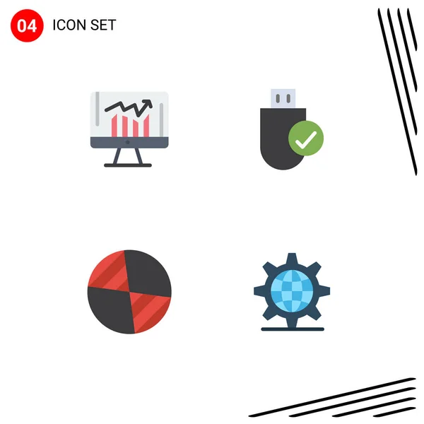Flat Icon Concept Websites Mobile Apps Business Stick Kpi Connected — Stock Vector