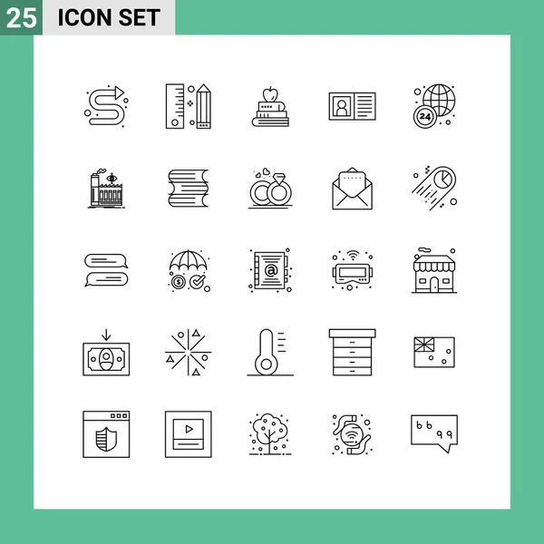 お問い合わせ プログラミング 連絡先 教育などのWebプリントメディアのための25のモダンなライン記号と記号のパック編集可能なベクトルデザイン要素 — ストックベクタ