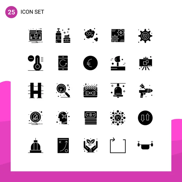 Solid Glyph Pack Universal Symbols Money Make Carbon Earnings Revenue — Stock Vector