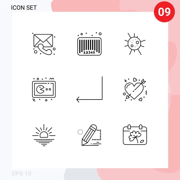 2014 Mobile Interface Outline Set Pictograms Arrow Gamepad Code Gamegame — 스톡 벡터