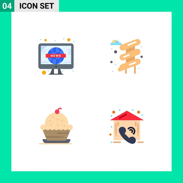 Benutzeroberfläche Flaches Icon Pack Moderner Zeichen Und Symbole Für Nachrichten — Stockvektor