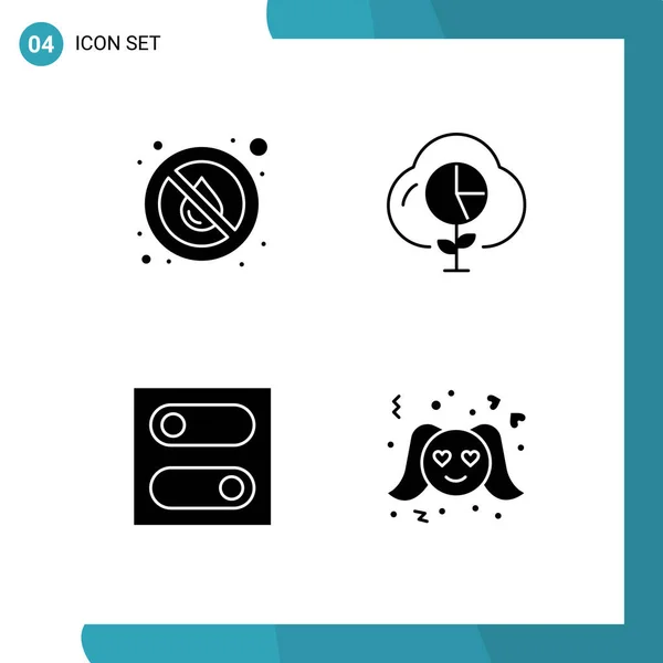 Editable Vector Line Pack Simple Solid Glyphs Drop Investment Water — Stock Vector