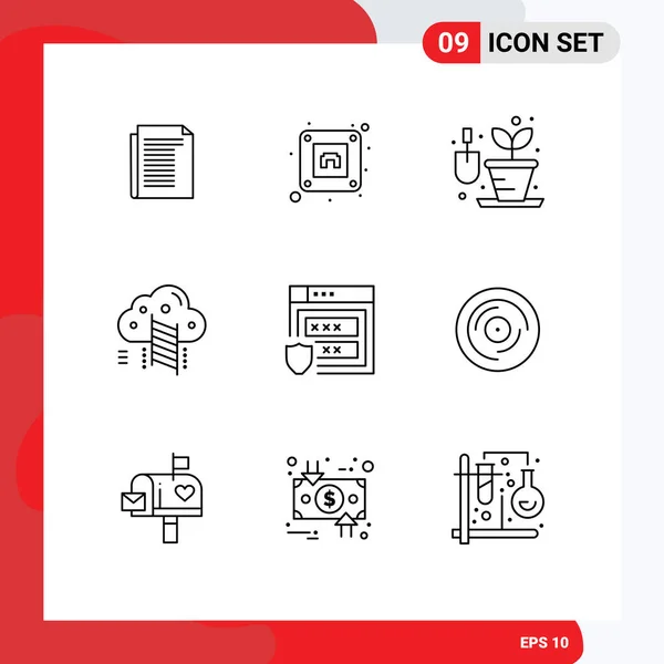 Mobile Interface Outline Set Pictograms Storage Protection Hobbies Gdpr Reach — Stockový vektor