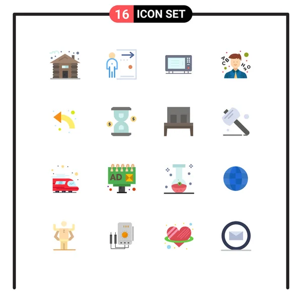 Mobile Interface Flat Color Set Pictograms Arrows Teacher Person School — Archivo Imágenes Vectoriales