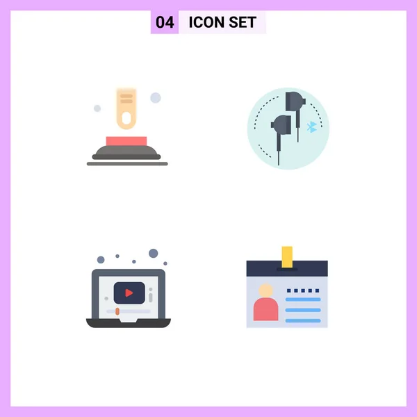 Mobile Interface Flat Icon Set Van Pictogrammen Van Pers Laptop — Stockvector