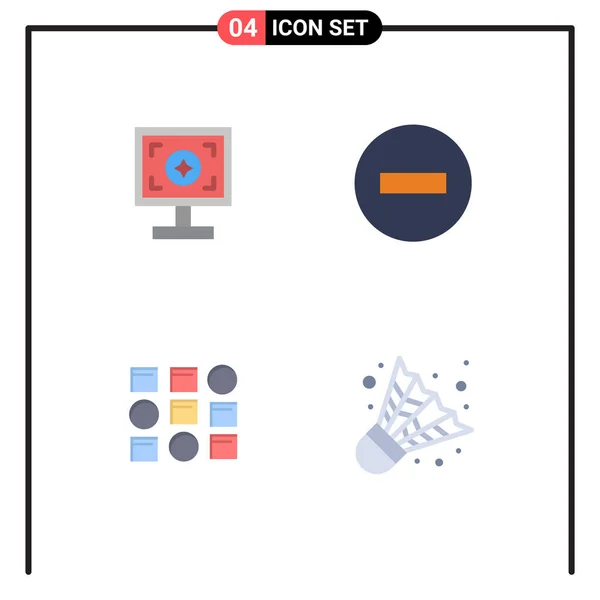 Pictograma Conjunto Iconos Piso Simple Marca Patrón Impresión Multimedia Pantalla — Vector de stock