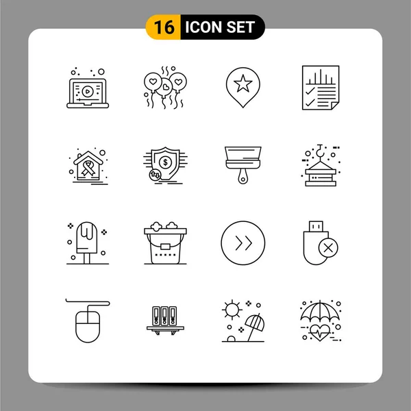 Creative Icons Modern Signs Sysymbols Cancer Seo Location Report Document — Vector de stock