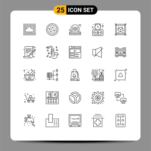 Universal Icon Symbols Group Modern Lines Cube Fast Restaurant Deadline — Stock Vector