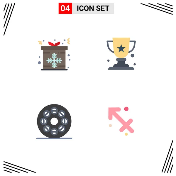 Pictogram Set Simple Flat Icons Present Roll Gift Winner Astrology — Stock Vector