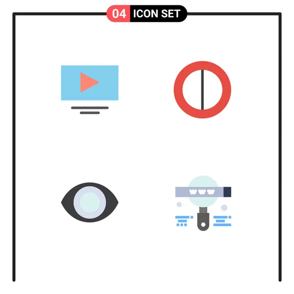 Universal Flat Icon Signs Symbols Video Search Colors View Editable — Stock Vector
