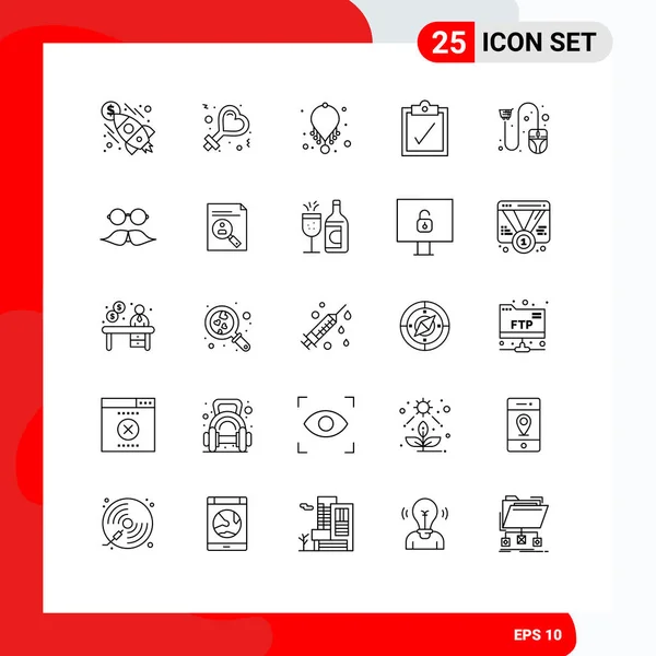 Set Icone Moderne Simboli Segni Spedizione Commerce Moda Clic Attività — Vettoriale Stock