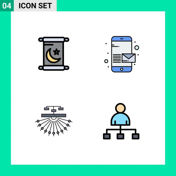 Conjunto Moderno Colores Peso Línea Filleado Símbolos Como Ramadan Sitio — Archivo Imágenes Vectoriales