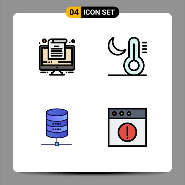 Universal Filledline Flat Color Signs Symbols Computer Money Climate Temperature — 스톡 벡터