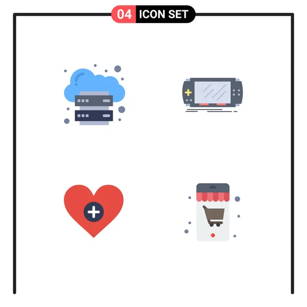 Editable Vector Line Pack Simple Flat Icons Cloud Psp Internet — Vector de stock