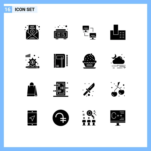 Universal Icon Symbols Group Modern Solid Glyphs Analysis Process Home — 스톡 벡터