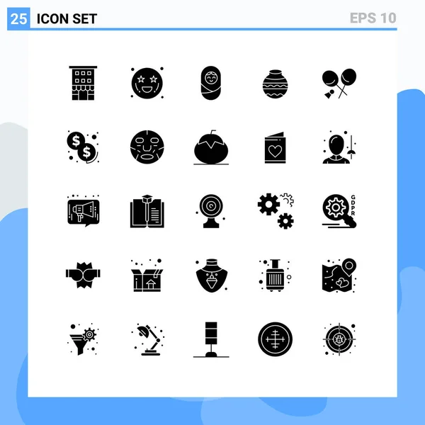 Set Modern Icons Sysymbols Signs Badminton Pongal Heart Eyes Water — Vector de stock
