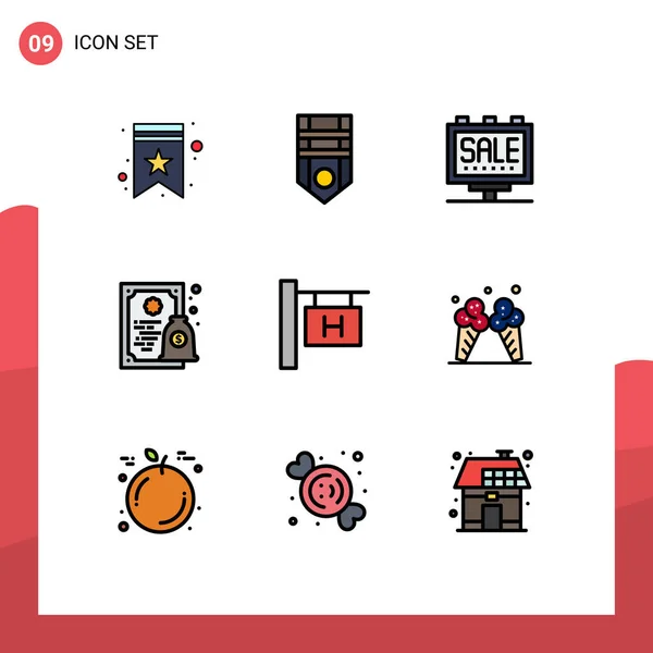 Stock Vector Icon Pack Line Segni Simboli Viaggi Soldi Pubblicità — Vettoriale Stock