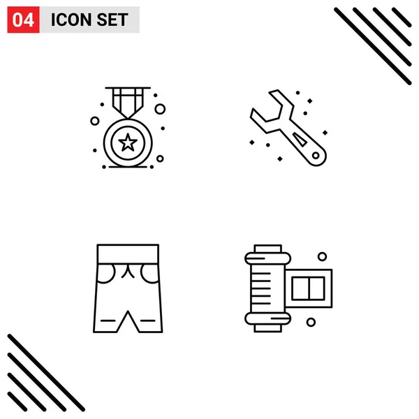 Stock Vector Icon Pack Líneas Símbolos Para Premios Ropa Escuela — Vector de stock