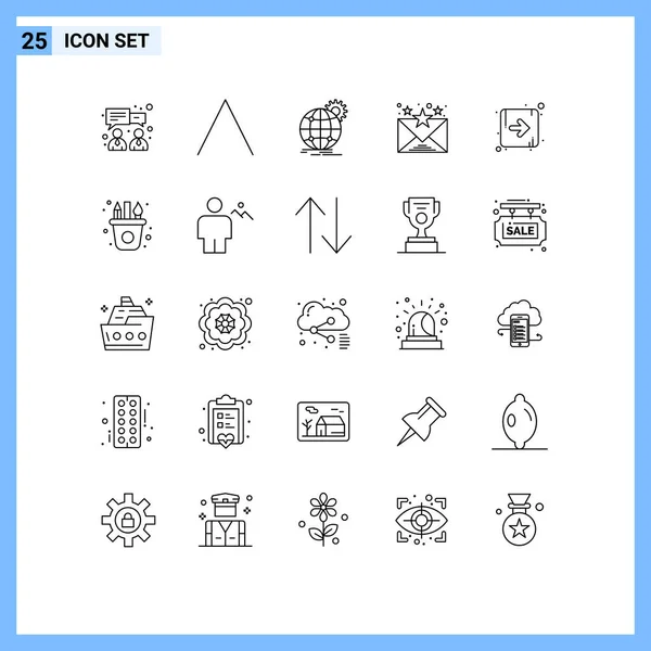 25现代标志和艺术符号 最受欢迎的可编辑向量设计元素的用户界面行包 — 图库矢量图片